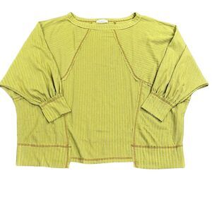 Bucketlist Shirt Womens 3/4 Sleeve Medium Green Boat Neck Breathable Blouse